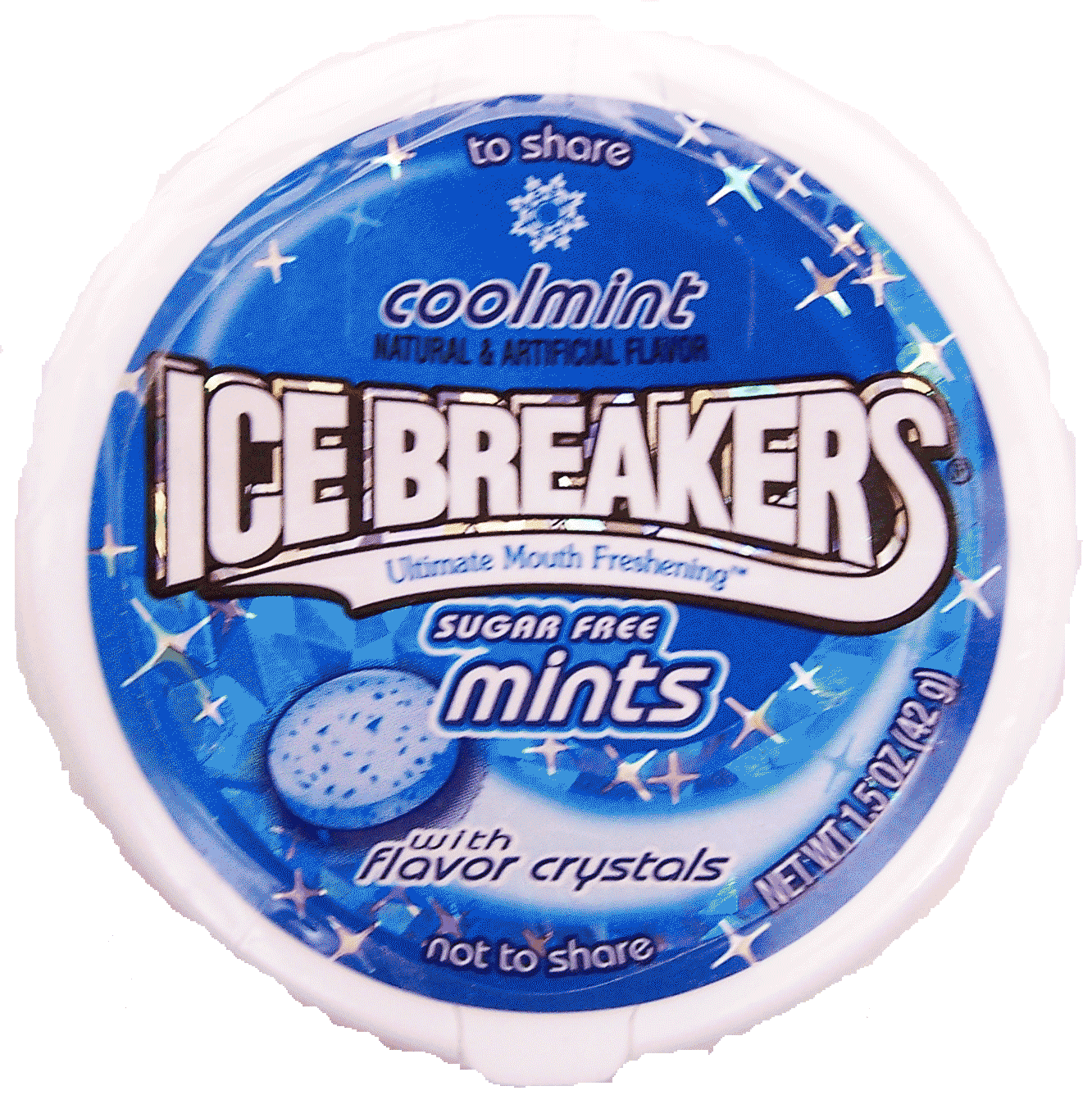Ice Breakers  sugar free ultimate breath freshening mints cool mint flavor with flavor crystals Full-Size Picture